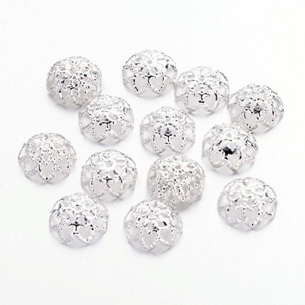 PandaHall Iron Fancy Bead Caps, Flower, Silver Color Plated, 10x4mm, Hole: 1mm Iron
PandaHall Iron Fancy Bead Caps, Flower, Silver Color Plated, 10x4mm, Hole: 1mm Iron