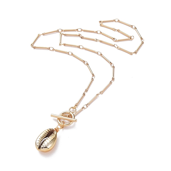 PandaHall Pendant Necklaces, with Brass Bar Link Chains, Copper Wire, Electroplated Cowrie Shell Beads and 304 Stainless Steel Toggle Clasps...
PandaHall Pendant Necklaces, with Brass Bar Link Chains, Copper Wire, Electroplated Cowrie Shell Beads and 304 Stainless Steel Toggle Clasps...