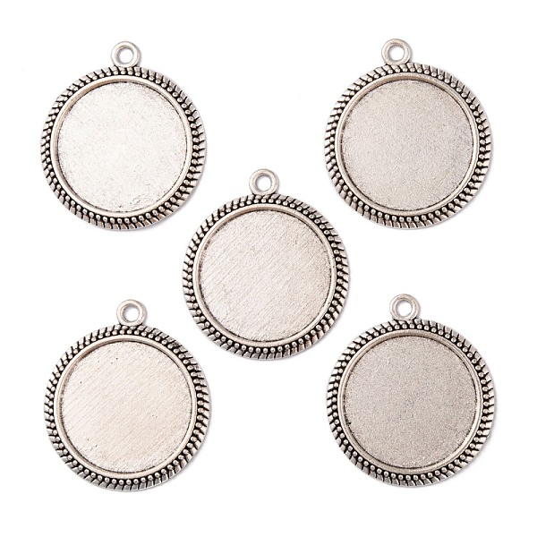 PandaHall Tibetan Style Alloy Flat Round Pendant Cabochon Settings, Cadmium Free & Lead Free, Antique Silver, Tray: 25mm, 37x32x3mm, Hole...
PandaHall Tibetan Style Alloy Flat Round Pendant Cabochon Settings, Cadmium Free & Lead Free, Antique Silver, Tray: 25mm, 37x32x3mm, Hole...