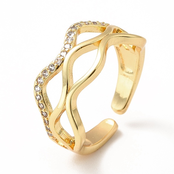 PandaHall Cubic Zirconia Wave Open Cuff Ring, Real 18K Gold Plated Brass Jewelry for Women, Lead Free & Cadmium Free, Clear, US Size 6 1/2...
PandaHall Cubic Zirconia Wave Open Cuff Ring, Real 18K Gold Plated Brass Jewelry for Women, Lead Free & Cadmium Free, Clear, US Size 6 1/2...