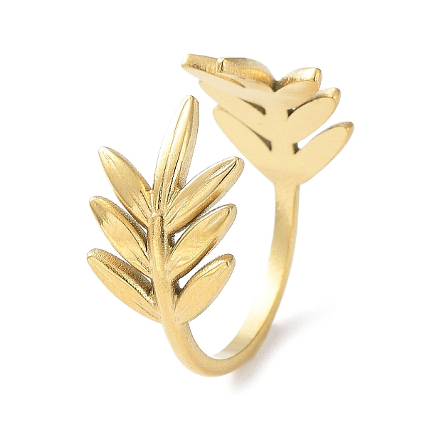 PandaHall 304 Stainless Steel Open Cuff Rings, Leafy Branch, Real 18K Gold Plated, Inner Diameter: 17.4mm 304 Stainless Steel Branch
PandaHall 304 Stainless Steel Open Cuff Rings, Leafy Branch, Real 18K Gold Plated, Inner Diameter: 17.4mm 304 Stainless Steel Branch
