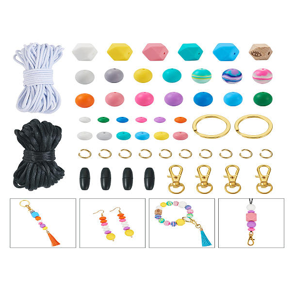PandaHall DIY Keychain Bracelet Making Kit, Including Alloy Key Rings, Plastic & Alloy Lobster Claw Clasps, Wood Octagon with Eye & Silicone..., Multicolor
PandaHall DIY Keychain Bracelet Making Kit, Including Alloy Key Rings, Plastic & Alloy Lobster Claw Clasps, Wood Octagon with Eye & Silicone..., Multicolor