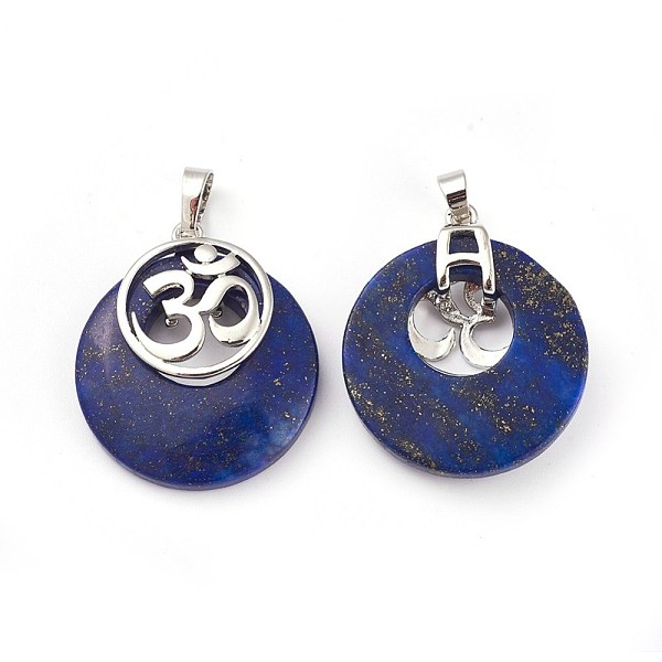 PandaHall Natural Lapis Lazuli Pendants, with Platinum Tone Brass Findings, Flat Round with Om Symbol, 32~32.5x28x7~7.5mm, Hole: 5x8mm Lapis...
PandaHall Natural Lapis Lazuli Pendants, with Platinum Tone Brass Findings, Flat Round with Om Symbol, 32~32.5x28x7~7.5mm, Hole: 5x8mm Lapis...