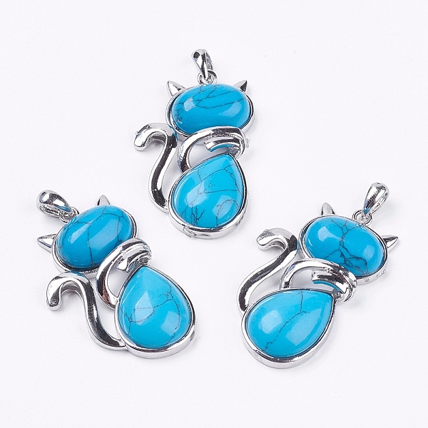 PandaHall Synthetic Turquoise Kitten Pendants, with Brass Findings, Cat Silhouette Shape, Platinum, 44x26.5x7.5mm, Hole: 4x6mm Synthetic...
PandaHall Synthetic Turquoise Kitten Pendants, with Brass Findings, Cat Silhouette Shape, Platinum, 44x26.5x7.5mm, Hole: 4x6mm Synthetic...