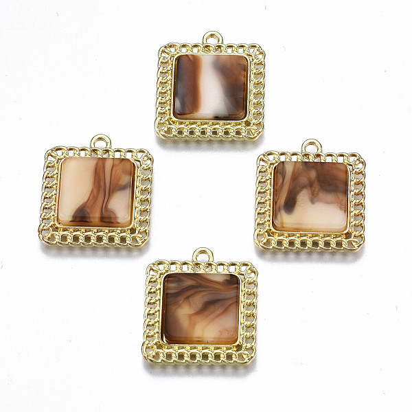 PandaHall Rack Plating Alloy Pendants, with Cellulose Acetate(Resin), Cadmium Free & Lead Free, Square, Light Gold, 23.5x20.5x4mm, Hole: 2mm..., Brown
PandaHall Rack Plating Alloy Pendants, with Cellulose Acetate(Resin), Cadmium Free & Lead Free, Square, Light Gold, 23.5x20.5x4mm, Hole: 2mm..., Brown