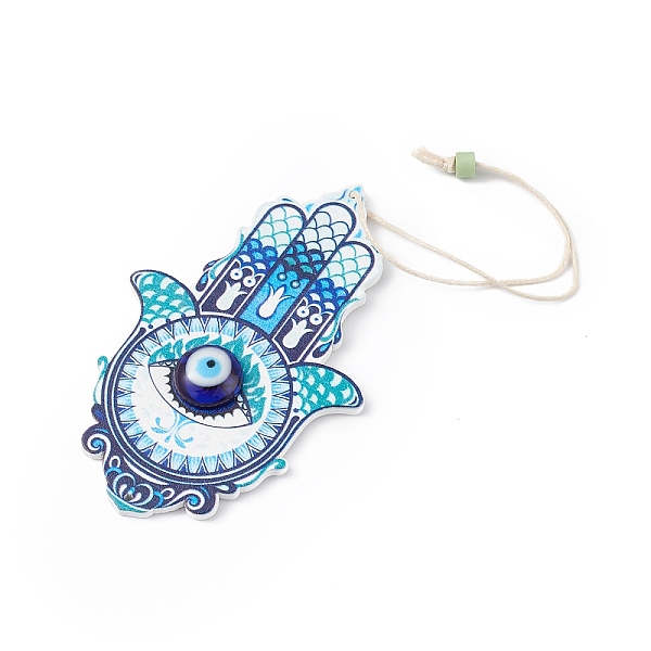 PandaHall Wood Big Pendant Decorations, with Column Resin Beads(Random Color), Hamsa Hand/Hand of Miriam with Evil Eye, Deep Sky Blue, 214mm...
PandaHall Wood Big Pendant Decorations, with Column Resin Beads(Random Color), Hamsa Hand/Hand of Miriam with Evil Eye, Deep Sky Blue, 214mm...