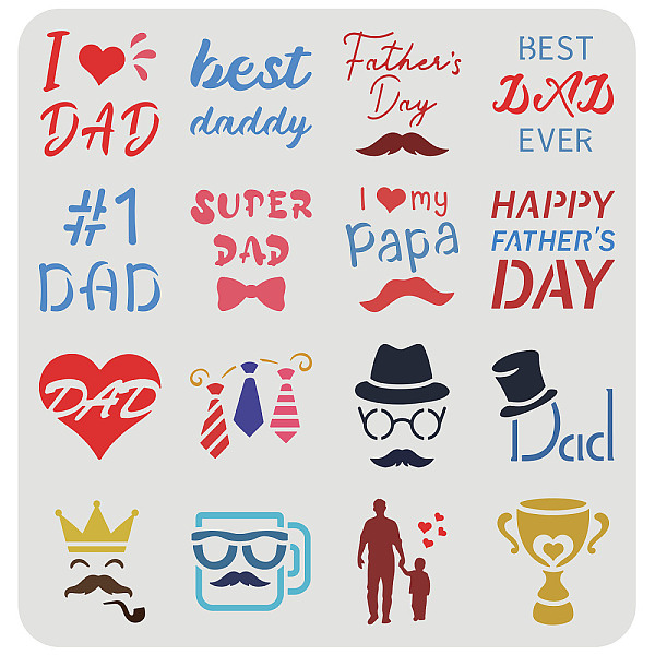 PandaHall FINGERINSPIRE Father's Day Cookie Stencil 30x30cm Reusable 16 Patterns Father's Day Theme Painting Stencil PET Beard Heart Tie Hat...
PandaHall FINGERINSPIRE Father's Day Cookie Stencil 30x30cm Reusable 16 Patterns Father's Day Theme Painting Stencil PET Beard Heart Tie Hat...