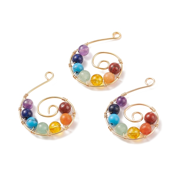 PandaHall Chakra Natural Mixed Stone Copper Wire Pendants, Natural Amethyst & Green Aventurine & Lapis Lazuli & Red Aventurine & Red Jasper...
PandaHall Chakra Natural Mixed Stone Copper Wire Pendants, Natural Amethyst & Green Aventurine & Lapis Lazuli & Red Aventurine & Red Jasper...