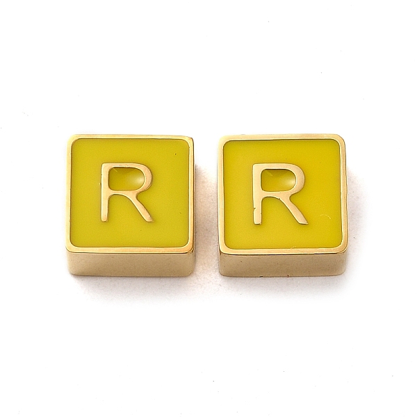 PandaHall 304 Stainless Steel Enamel Beads, Real 14K Gold Plated, Square with Letter, Letter R, 8x8x4mm, Hole: 2mm Stainless Steel+Enamel..., Yellow
PandaHall 304 Stainless Steel Enamel Beads, Real 14K Gold Plated, Square with Letter, Letter R, 8x8x4mm, Hole: 2mm Stainless Steel+Enamel..., Yellow