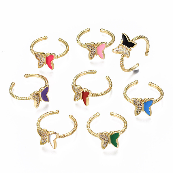 PandaHall Brass Micro Pave Cubic Zirconia Cuff Rings, with Enamel, Open Rings, Nickel Free, Real 16K Gold Plated, Butterfly, Mixed Color, US..., Multicolor
PandaHall Brass Micro Pave Cubic Zirconia Cuff Rings, with Enamel, Open Rings, Nickel Free, Real 16K Gold Plated, Butterfly, Mixed Color, US..., Multicolor