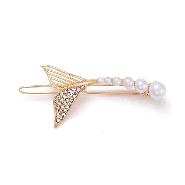 PandaHall Alloy Crystal Rhinestone Hair Barrettes, with Plastic Beads, Fishtail, Light Gold, 64x27x12mm Alloy
PandaHall Alloy Crystal Rhinestone Hair Barrettes, with Plastic Beads, Fishtail, Light Gold, 64x27x12mm Alloy