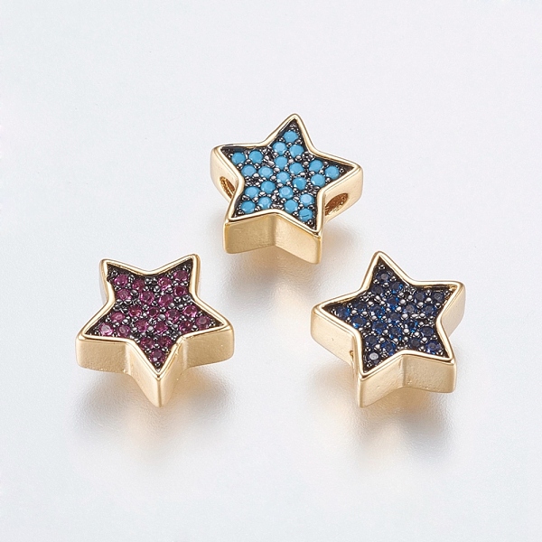 PandaHall Brass Micro Pave Cubic Zirconia Beads, Long-Lasting Plated, Lead Free & Cadmium Free, Star, Golden, Mixed Color, 10.5x4mm, Hole..., Multicolor
PandaHall Brass Micro Pave Cubic Zirconia Beads, Long-Lasting Plated, Lead Free & Cadmium Free, Star, Golden, Mixed Color, 10.5x4mm, Hole..., Multicolor