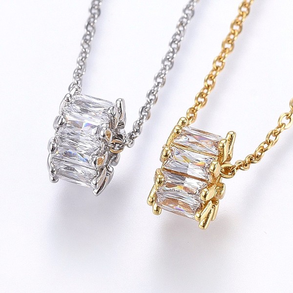 PandaHall 304 Stainless Steel Pendant Necklaces, with Cubic Zirconia, Mixed Color, 17.71 inch(45cm), Pendant: 11x6.5mm Cubic Zirconia Clear
PandaHall 304 Stainless Steel Pendant Necklaces, with Cubic Zirconia, Mixed Color, 17.71 inch(45cm), Pendant: 11x6.5mm Cubic Zirconia Clear