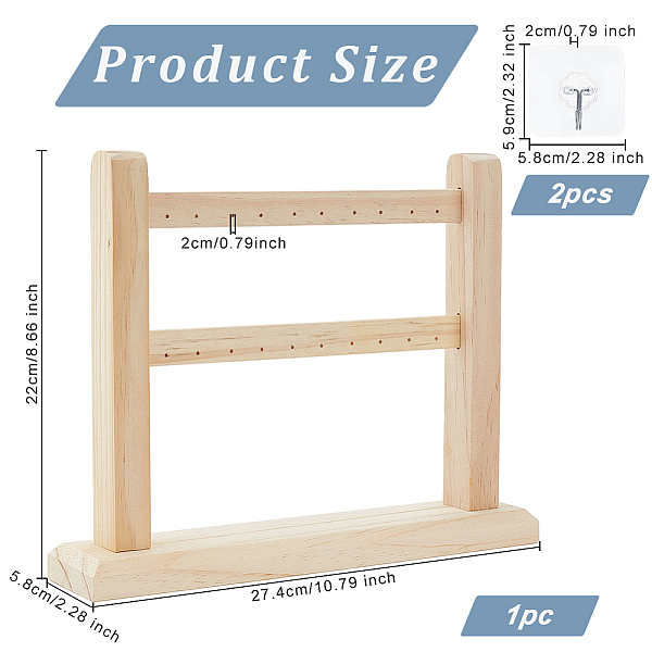 PandaHall 2-Tier Wood Earring Display Stand, Jewelry Display Tower for Earring Storage, BurlyWood, 27.4x5.8x22cm, Hole: 1.5mm Wood Orange
PandaHall 2-Tier Wood Earring Display Stand, Jewelry Display Tower for Earring Storage, BurlyWood, 27.4x5.8x22cm, Hole: 1.5mm Wood Orange