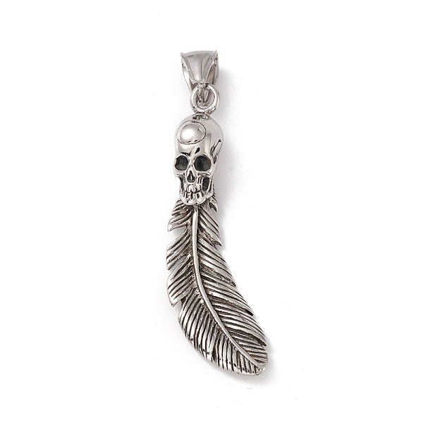 PandaHall 304 Stainless Steel Manual Polishing Big Pendants, Skull with Feather, Antique Silver, 51x18x10.5mm, Hole: 5x9mm 304 Stainless...
PandaHall 304 Stainless Steel Manual Polishing Big Pendants, Skull with Feather, Antique Silver, 51x18x10.5mm, Hole: 5x9mm 304 Stainless...
