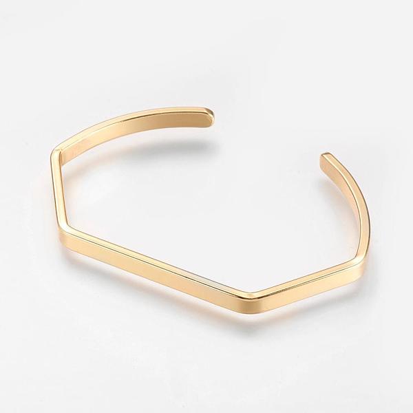 PandaHall Brass Cuff Bangles, Wave, Real 18K Gold Plated, 1-5/8 inchx2-3/8 inch(42x62mm), 4mm Brass
PandaHall Brass Cuff Bangles, Wave, Real 18K Gold Plated, 1-5/8 inchx2-3/8 inch(42x62mm), 4mm Brass