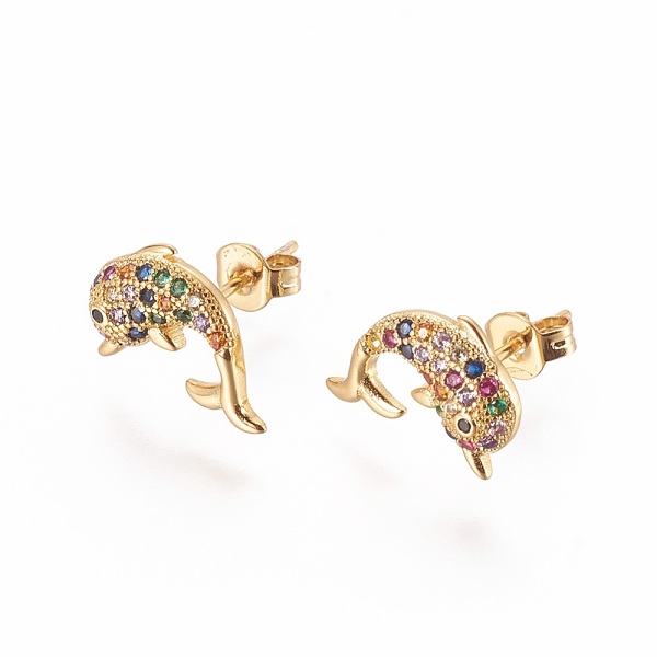 PandaHall Brass Micro Pave Cubic Zirconia Stud Crawler Earrings, Climber Earrings, Dolphin, Golden, Colorful, 11x11mm, Pin: 0.8mm Cubic...
PandaHall Brass Micro Pave Cubic Zirconia Stud Crawler Earrings, Climber Earrings, Dolphin, Golden, Colorful, 11x11mm, Pin: 0.8mm Cubic...