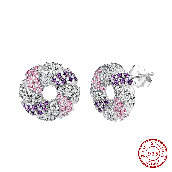PandaHall 925 Sterling Silver Micro Pave Cubic Zirconia Stud Earrings, Donut, Colorful, Real Platinum Plated, 12.8mm Sterling Silver Donut
PandaHall 925 Sterling Silver Micro Pave Cubic Zirconia Stud Earrings, Donut, Colorful, Real Platinum Plated, 12.8mm Sterling Silver Donut