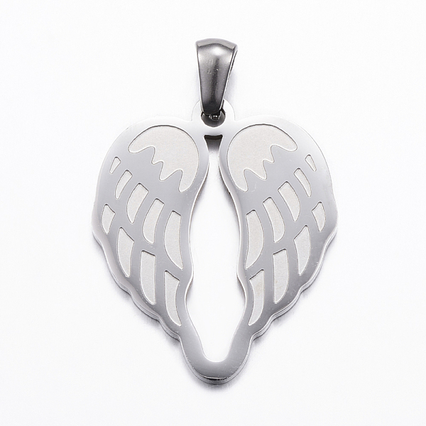 PandaHall 304 Stainless Steel Pendants, Wing, Stainless Steel Color, 26.5x22x1.5mm, Hole: 3x5mm 304 Stainless Steel Wing
PandaHall 304 Stainless Steel Pendants, Wing, Stainless Steel Color, 26.5x22x1.5mm, Hole: 3x5mm 304 Stainless Steel Wing