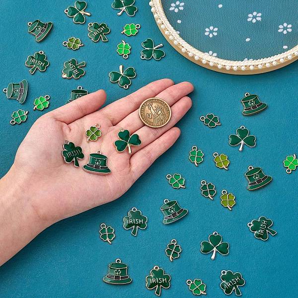 PandaHall 40Pcs 10 Style Alloy Enamel Pendants, Clover Style Charms, Clover & Hat with Clover, Light Gold, 18~24x11~22x2.5~3.5mm, Hole...
PandaHall 40Pcs 10 Style Alloy Enamel Pendants, Clover Style Charms, Clover & Hat with Clover, Light Gold, 18~24x11~22x2.5~3.5mm, Hole...