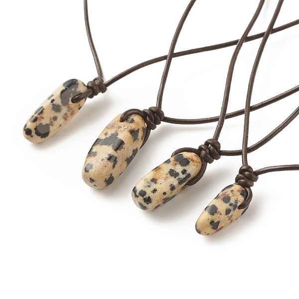 PandaHall Natural Dalmatian Nugget Pendant Necklace with Cowhide Leather Cord, Gemstone Jewelry for Women, 13.58~27.17 inch(34.5~69cm)...
PandaHall Natural Dalmatian Nugget Pendant Necklace with Cowhide Leather Cord, Gemstone Jewelry for Women, 13.58~27.17 inch(34.5~69cm)...