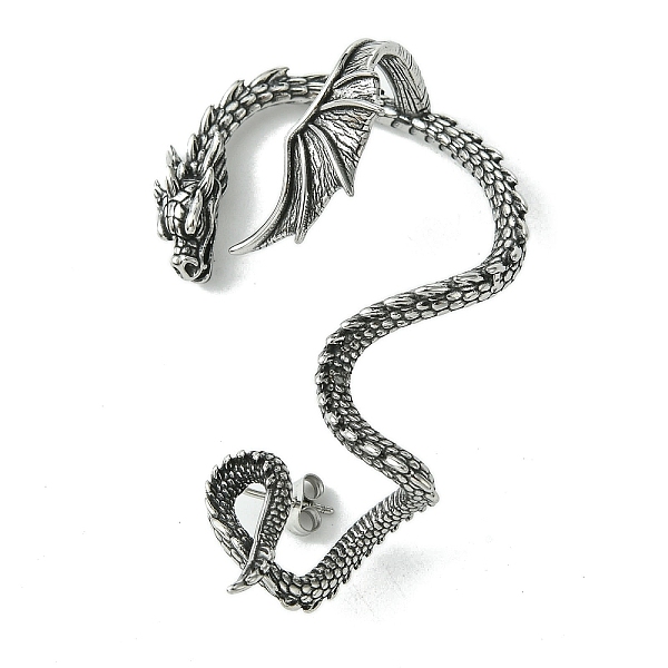 PandaHall 316 Surgical Stainless Steel Cuff Earrings, Dragon, Left, Antique Silver, 65.5x42.5mm 316 Surgical Stainless Steel Dragon
PandaHall 316 Surgical Stainless Steel Cuff Earrings, Dragon, Left, Antique Silver, 65.5x42.5mm 316 Surgical Stainless Steel Dragon