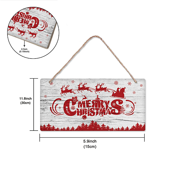 PandaHall Christmas Theme Natural Wood Hanging Wall Decorations, with Jute Twine, Rectangle with Word Merry Christmas, Red, 15x30x0.5cm Wood...
PandaHall Christmas Theme Natural Wood Hanging Wall Decorations, with Jute Twine, Rectangle with Word Merry Christmas, Red, 15x30x0.5cm Wood...