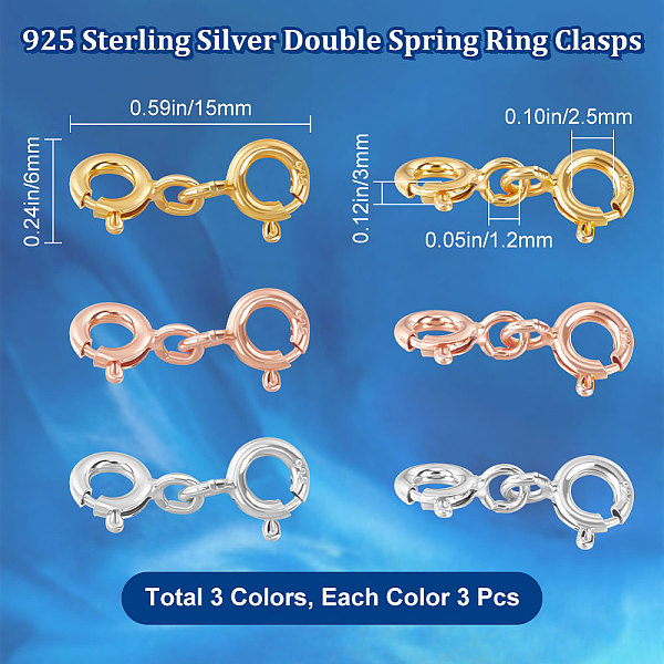 PandaHall Beebeecraft 6Pcs 3 Colors Sterling Silver Double Spring Ring Clasps, Mixed Color, 15x6x3mm, Hole: 1.2mm, 2Pcs/color Sterling...
PandaHall Beebeecraft 6Pcs 3 Colors Sterling Silver Double Spring Ring Clasps, Mixed Color, 15x6x3mm, Hole: 1.2mm, 2Pcs/color Sterling...