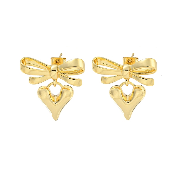 PandaHall Bowknot & Heart Brass Stud Dangle Earrings for Women, Real 18K Gold Plated, 25x21.5mm Brass Bowknot
PandaHall Bowknot & Heart Brass Stud Dangle Earrings for Women, Real 18K Gold Plated, 25x21.5mm Brass Bowknot