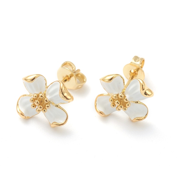 PandaHall Brass Enamel Stud Earrings, with Ear Nuts, Flower, Real 18K Gold Plated, White, 11x12mm, Pin: 0.8mm Brass Flower White
PandaHall Brass Enamel Stud Earrings, with Ear Nuts, Flower, Real 18K Gold Plated, White, 11x12mm, Pin: 0.8mm Brass Flower White