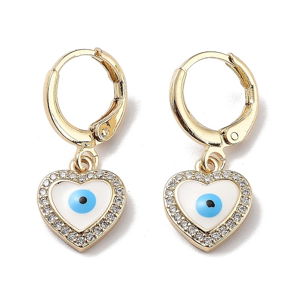 PandaHall Real 18K Gold Plated Brass Dangle Leverback Earrings, with Enamel and Cubic Zirconia, Heart with Evil Eye, White, 25x10.5mm Cubic...
PandaHall Real 18K Gold Plated Brass Dangle Leverback Earrings, with Enamel and Cubic Zirconia, Heart with Evil Eye, White, 25x10.5mm Cubic...