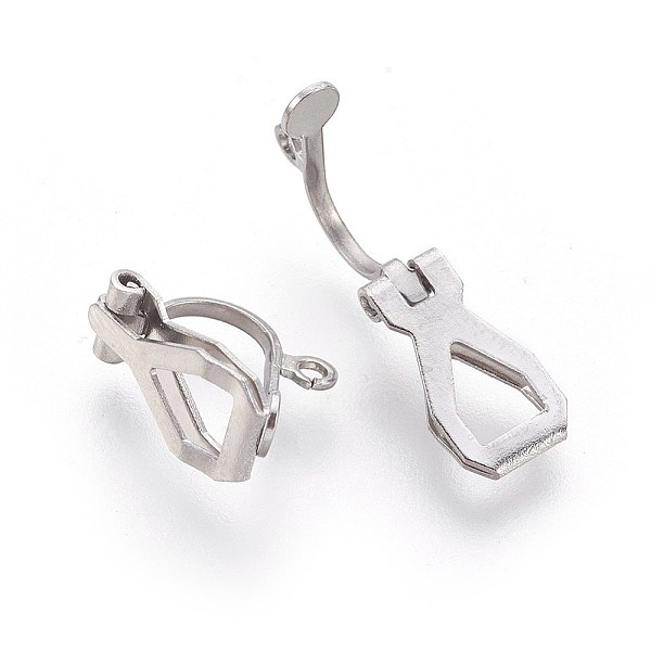PandaHall 304 Stainless Steel Clip-on Earrings Components, Stainless Steel Color, 12~12.5x8~8.5x6mm, Hole: 1.2mm 304 Stainless Steel
PandaHall 304 Stainless Steel Clip-on Earrings Components, Stainless Steel Color, 12~12.5x8~8.5x6mm, Hole: 1.2mm 304 Stainless Steel