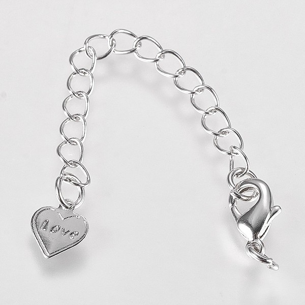 PandaHall Long-Lasting Plated Brass Chain Extender, with Lobster Claw Clasps and Heart Tips, Real Platinum Plated, 67x3mm, Hole: 2.5mm Brass
PandaHall Long-Lasting Plated Brass Chain Extender, with Lobster Claw Clasps and Heart Tips, Real Platinum Plated, 67x3mm, Hole: 2.5mm Brass
