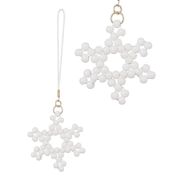 PandaHall Christmas Glass Seed Beaded Pendant Decorations, Braided Nylon Thread Hanging Ornaments, Snowflake, 115mm Glass Snowflake White
PandaHall Christmas Glass Seed Beaded Pendant Decorations, Braided Nylon Thread Hanging Ornaments, Snowflake, 115mm Glass Snowflake White