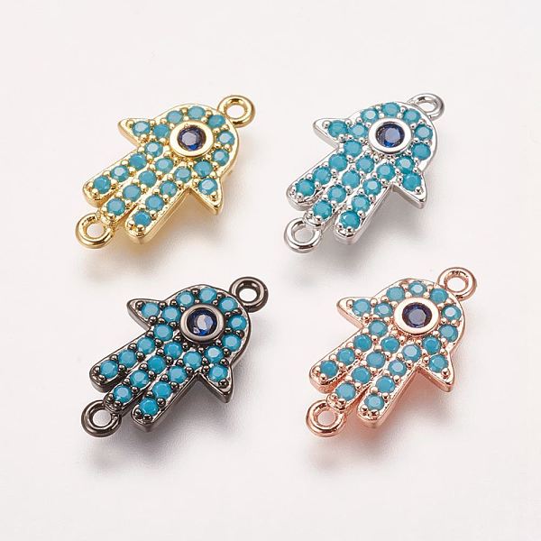 PandaHall Brass Micro Pave Cubic Zirconia Links, Hamsa Hand/Hand of Fatima/Hand of Miriam, Deep Sky Blue, Mixed Color, 15.5x9.5x2mm, Hole...
PandaHall Brass Micro Pave Cubic Zirconia Links, Hamsa Hand/Hand of Fatima/Hand of Miriam, Deep Sky Blue, Mixed Color, 15.5x9.5x2mm, Hole...