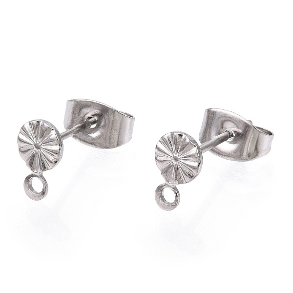 PandaHall 304 Stainless Steel Stud Earring Findings, with 316 Stainless Steel Pin & Horizontal Loops, Flat Round, Stainless Steel Color...
PandaHall 304 Stainless Steel Stud Earring Findings, with 316 Stainless Steel Pin & Horizontal Loops, Flat Round, Stainless Steel Color...