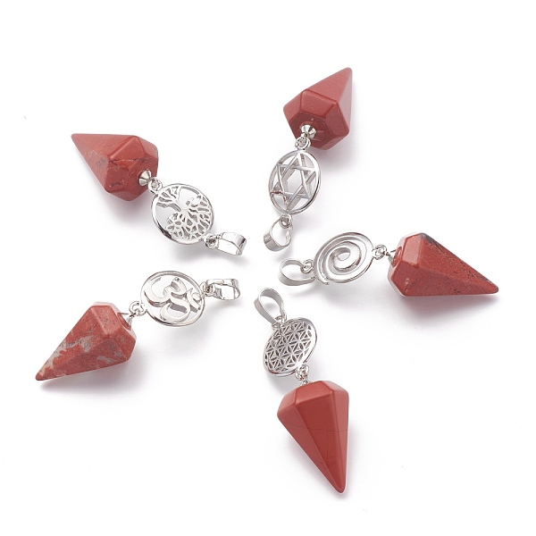 PandaHall Natural Red Jasper Pendants, with Platinum Brass Snap on Bails, Votex/Om Symbol/Tree of Life/Flower of Life/Star of David, Cone...
PandaHall Natural Red Jasper Pendants, with Platinum Brass Snap on Bails, Votex/Om Symbol/Tree of Life/Flower of Life/Star of David, Cone...