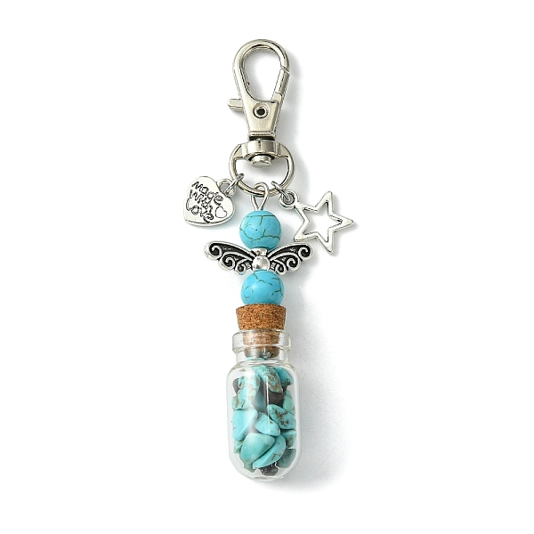 PandaHall Glass Wishing Bottle with Synthetic Turquoise inside Pendant Decorations, Star & Heart Tibetan Style Alloy and Swivel Lobster Claw..., Clear
PandaHall Glass Wishing Bottle with Synthetic Turquoise inside Pendant Decorations, Star & Heart Tibetan Style Alloy and Swivel Lobster Claw..., Clear