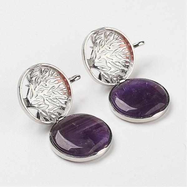 PandaHall Natural Amethyst Pendants, with Brass Diffuser Locket Findings, Flat Round with Tree, Platinum, 31x25x8mm, Hole: 4mm Amethyst Flat...
PandaHall Natural Amethyst Pendants, with Brass Diffuser Locket Findings, Flat Round with Tree, Platinum, 31x25x8mm, Hole: 4mm Amethyst Flat...