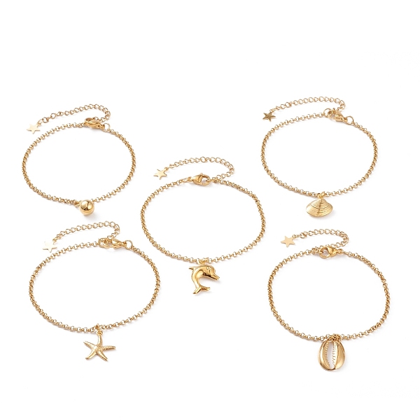 PandaHall Ocean Theme Vacuum Plating 304 Stainless Steel Charm Bracelets, with Rolo Chains and Lobster Claw Clasps, Mixed Shapes, Golden...
PandaHall Ocean Theme Vacuum Plating 304 Stainless Steel Charm Bracelets, with Rolo Chains and Lobster Claw Clasps, Mixed Shapes, Golden...