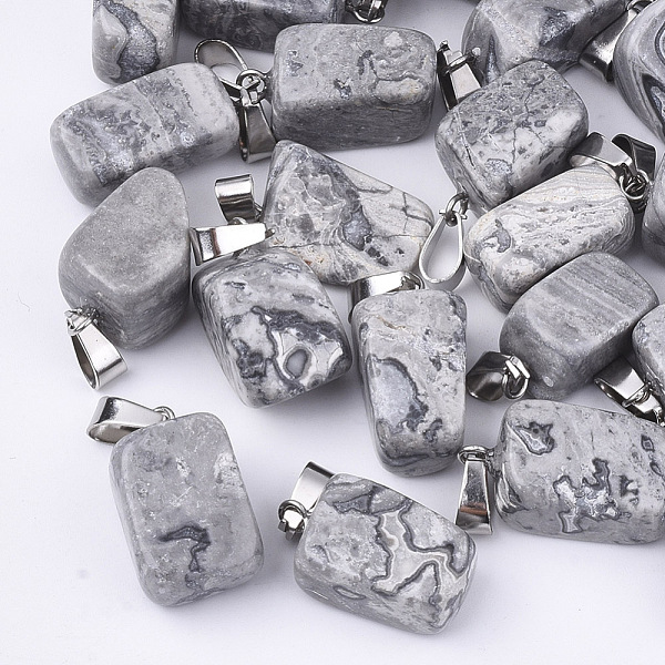 PandaHall Natural Crazy Agate Pendants, with Stainless Steel Snap On Bails, Nuggets, 15~35x10~20x5~15mm, Hole: 3x7.5mm Crazy Agate Nuggets
PandaHall Natural Crazy Agate Pendants, with Stainless Steel Snap On Bails, Nuggets, 15~35x10~20x5~15mm, Hole: 3x7.5mm Crazy Agate Nuggets