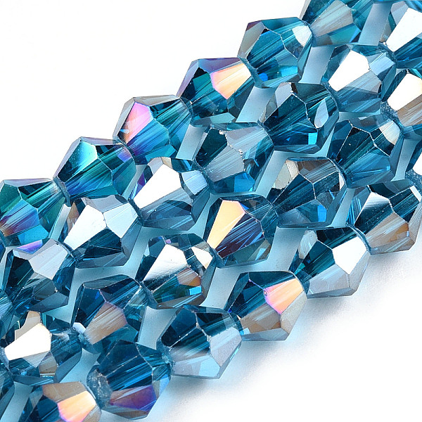 PandaHall Electroplate Glass Beads Strands, AB Color Plated, Faceted, Bicone, Dark Turquoise, 7.5~8x7.5~8mm, Hole: 1.5mm, about 40pcs/strand..., Cyan
PandaHall Electroplate Glass Beads Strands, AB Color Plated, Faceted, Bicone, Dark Turquoise, 7.5~8x7.5~8mm, Hole: 1.5mm, about 40pcs/strand..., Cyan