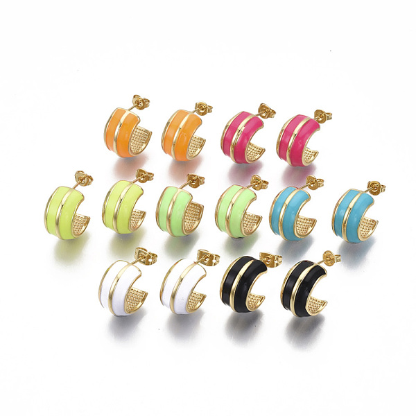 PandaHall Brass Stud Earrings, Half Hoop Earrings, with Enamel and Earring Backs, Real 18K Gold Plated, Nickel Free, Mixed Color..., Multicolor
PandaHall Brass Stud Earrings, Half Hoop Earrings, with Enamel and Earring Backs, Real 18K Gold Plated, Nickel Free, Mixed Color..., Multicolor