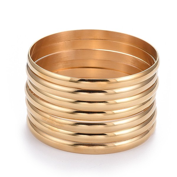 PandaHall Fashion 304 Stainless Steel Buddhist Bangle Sets, Golden, 2-3/8 inch(6cm), 7pcs/set 304 Stainless Steel
PandaHall Fashion 304 Stainless Steel Buddhist Bangle Sets, Golden, 2-3/8 inch(6cm), 7pcs/set 304 Stainless Steel