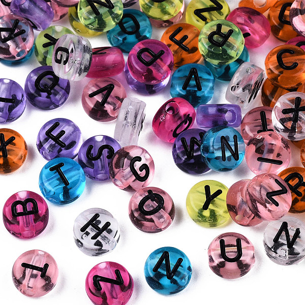 PandaHall Transparent Mixed Color Acrylic Beads, Horizontal Hole, Flat Round with Black Random Letter, 7x4mm, Hole: 1.8mm, about..., Multicolor
PandaHall Transparent Mixed Color Acrylic Beads, Horizontal Hole, Flat Round with Black Random Letter, 7x4mm, Hole: 1.8mm, about..., Multicolor