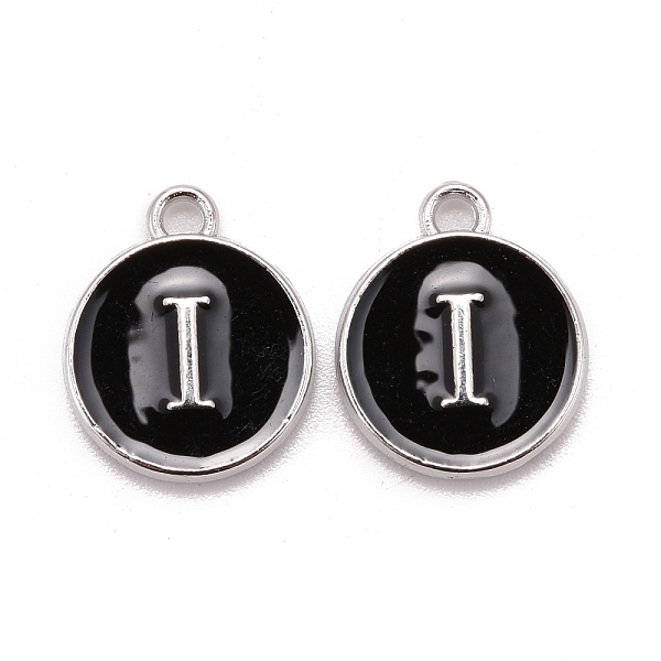 PandaHall Platinum Plated Alloy Charms, Cadmium Free & Lead Free, with Enamel, Enamelled Sequins, Flat Round with Letter, Letter.I..., Black
PandaHall Platinum Plated Alloy Charms, Cadmium Free & Lead Free, with Enamel, Enamelled Sequins, Flat Round with Letter, Letter.I..., Black
