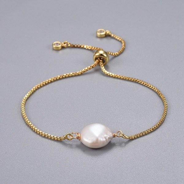 PandaHall Brass Slider Bracelets, Bolo Bracelets, with Natural Baroque Pearl Keshi Pearl Beads, White, 9 inch(23cm), 1.3mm Pearl White
PandaHall Brass Slider Bracelets, Bolo Bracelets, with Natural Baroque Pearl Keshi Pearl Beads, White, 9 inch(23cm), 1.3mm Pearl White