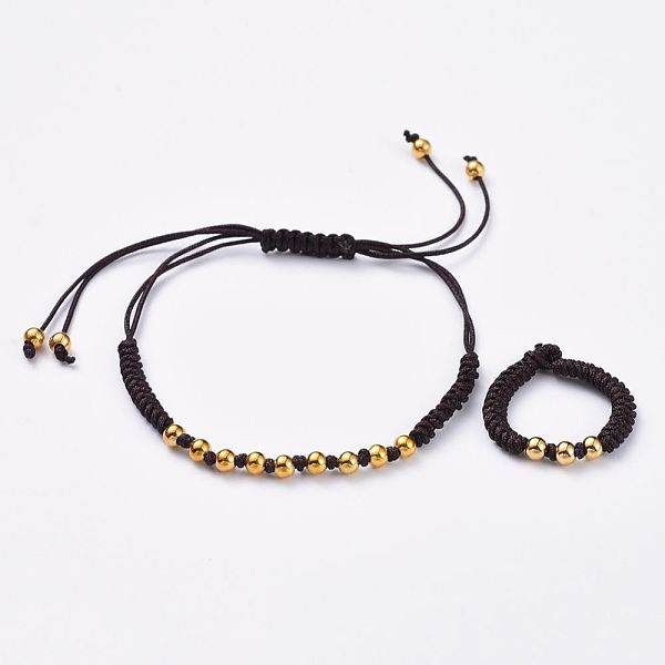 PandaHall Adjustable Braided Bead Bracelets and Rings Jewelry Sets, with Nylon Thread Cord and Brass Beads, Cadmium Free & Lead Free, Golden...
PandaHall Adjustable Braided Bead Bracelets and Rings Jewelry Sets, with Nylon Thread Cord and Brass Beads, Cadmium Free & Lead Free, Golden...