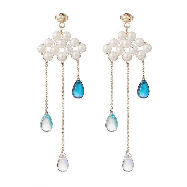 PandaHall Shell Pearl Cloud with Glass Teardrop Dangle Stud Earrings, Golden 304 Stainless Wire Wrap Long Drop Earrings for Women, White...
PandaHall Shell Pearl Cloud with Glass Teardrop Dangle Stud Earrings, Golden 304 Stainless Wire Wrap Long Drop Earrings for Women, White...
