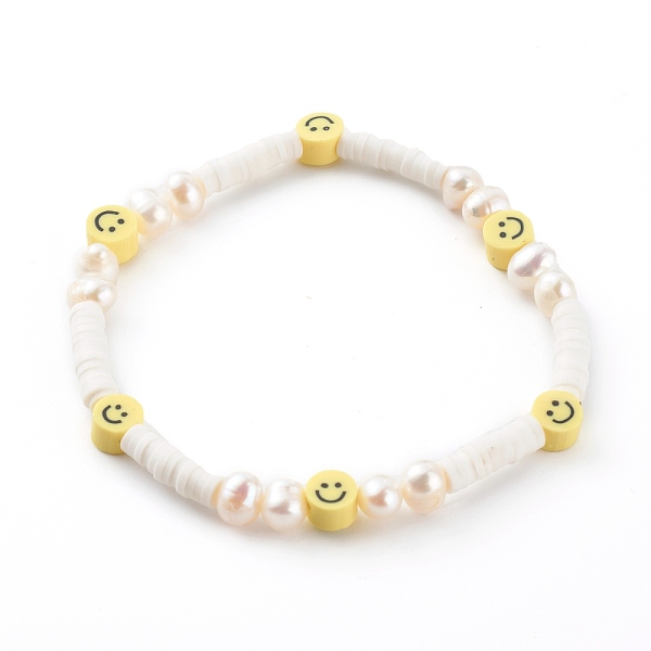 PandaHall Handmade Polymer Clay Heishi Beaded Stretch Bracelets, with Natural Pearl Beads, Smiling Face, White, Inner Diameter: 2-1/8 inch...
PandaHall Handmade Polymer Clay Heishi Beaded Stretch Bracelets, with Natural Pearl Beads, Smiling Face, White, Inner Diameter: 2-1/8 inch...